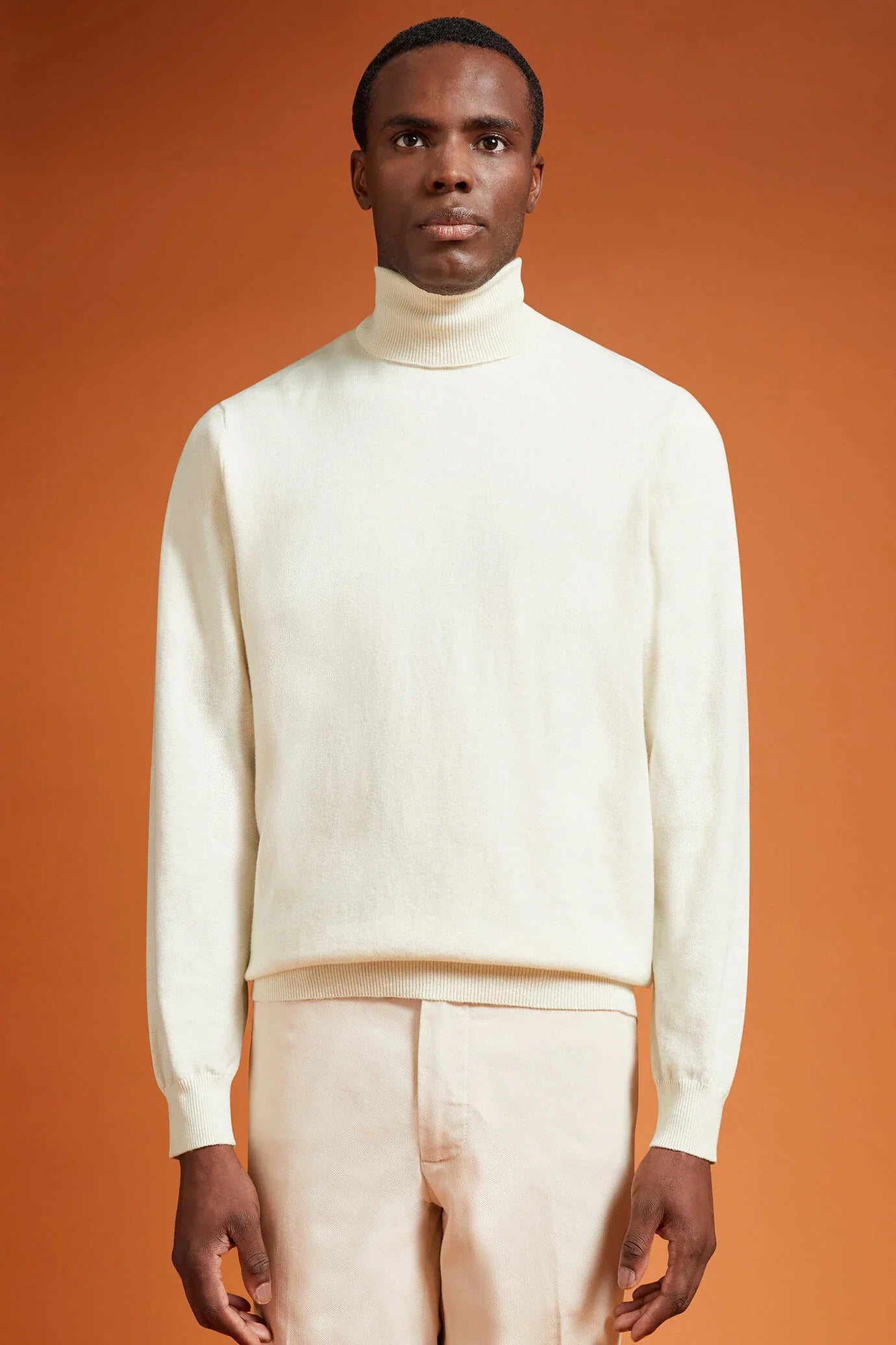 Men's regular fit turtleneck jumper in wool and cotton