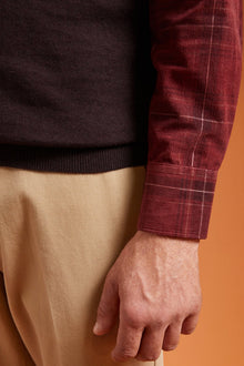 Men's regular fit crew neck tank top in wool and cotton