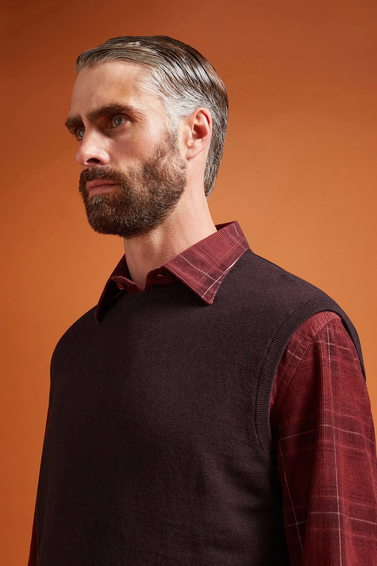 Men's regular fit crew neck tank top in wool and cotton