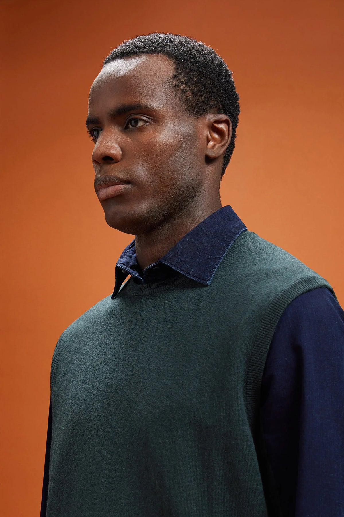 Men's regular fit crew neck tank top in wool and cotton