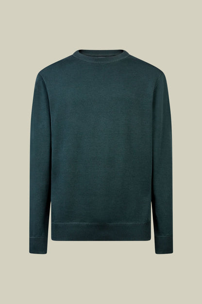 Men's regular fit crew neck jumper with plush effect details 100% cotton