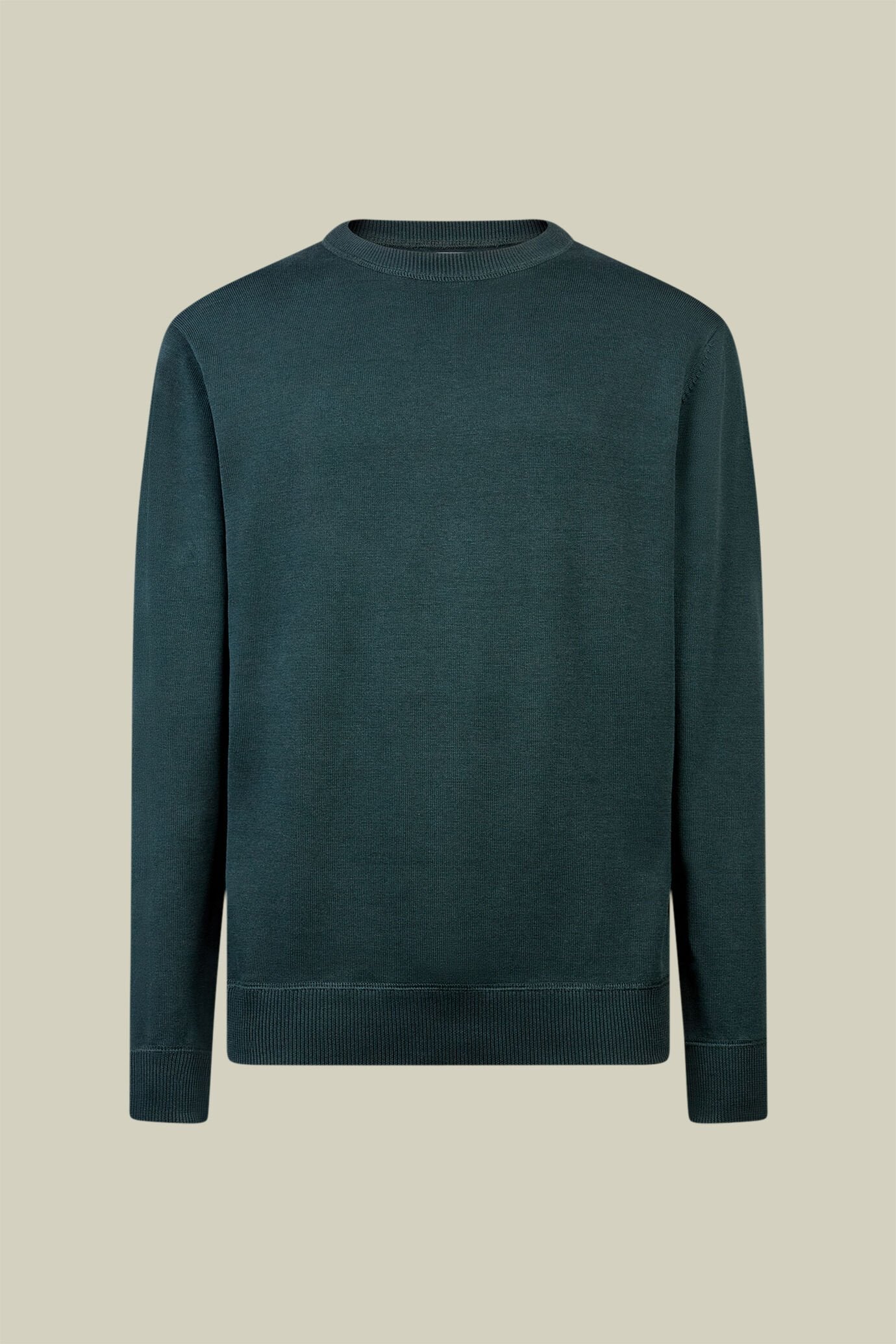 Men's regular fit crew neck jumper with plush effect details 100% cotton