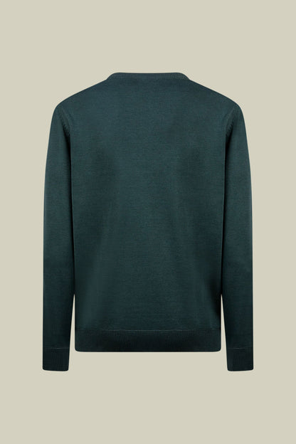 Men's regular fit crew neck jumper with plush effect details 100% cotton