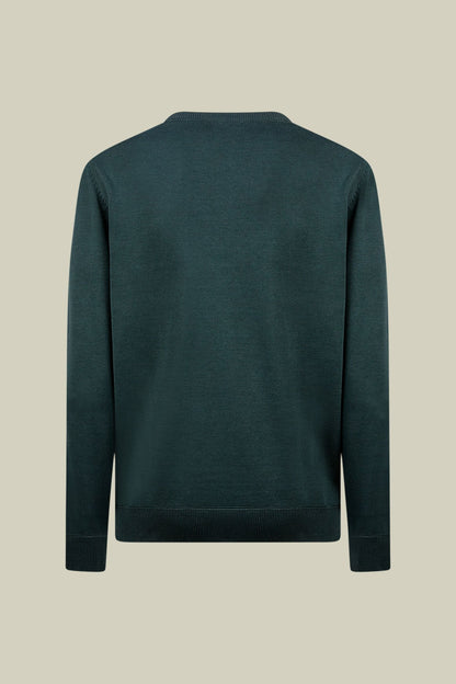 Men's regular fit crew neck jumper with plush effect details 100% cotton