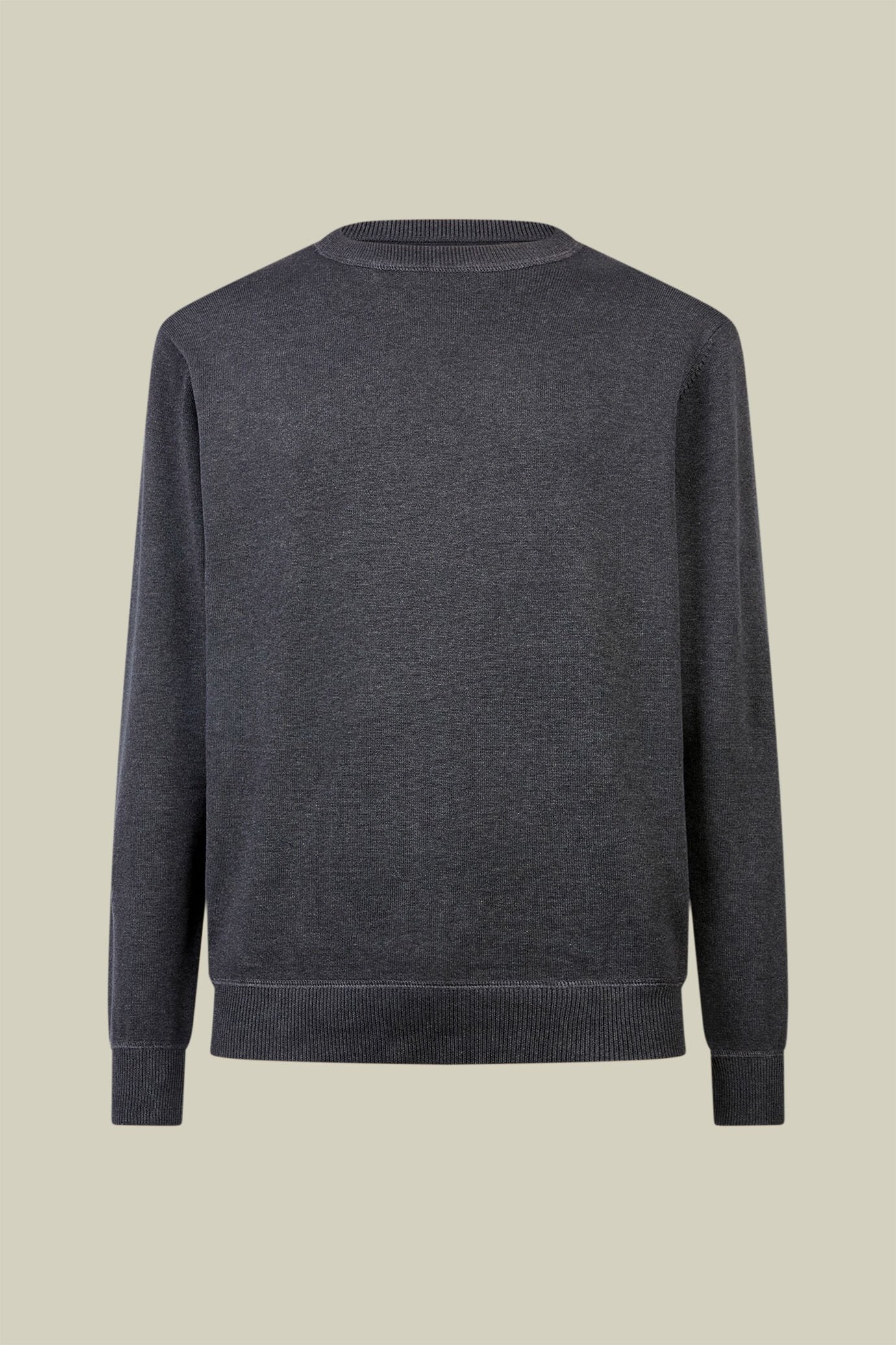 Men's regular fit crew neck jumper with plush effect details 100% cotton