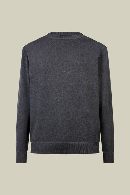 Men's regular fit crew neck jumper with plush effect details 100% cotton