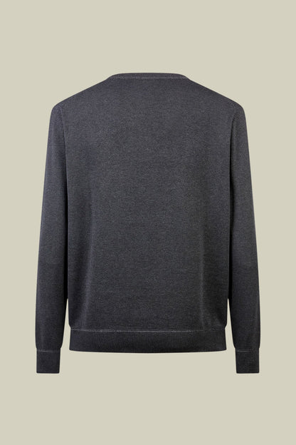 Men's regular fit crew neck jumper with plush effect details 100% cotton