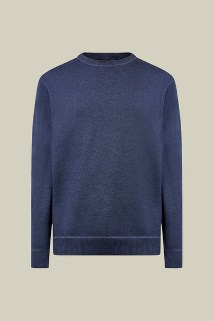 Men's regular fit crew neck jumper with plush effect details 100% cotton