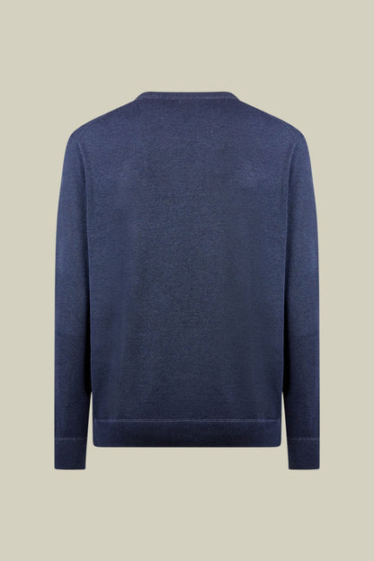 Men's regular fit crew neck jumper with plush effect details 100% cotton