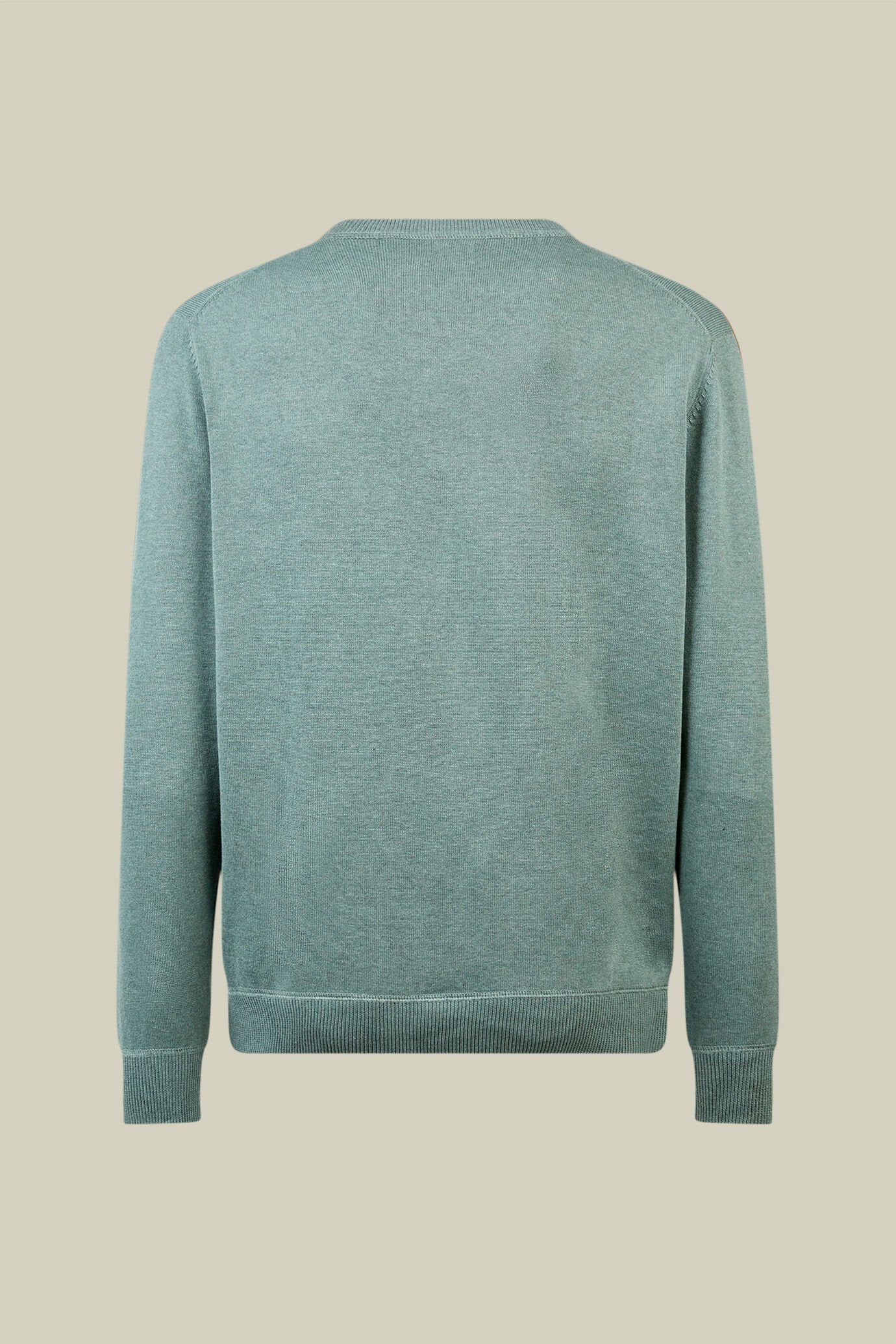 Men's regular fit crew neck jumper with plush effect details 100% cotton