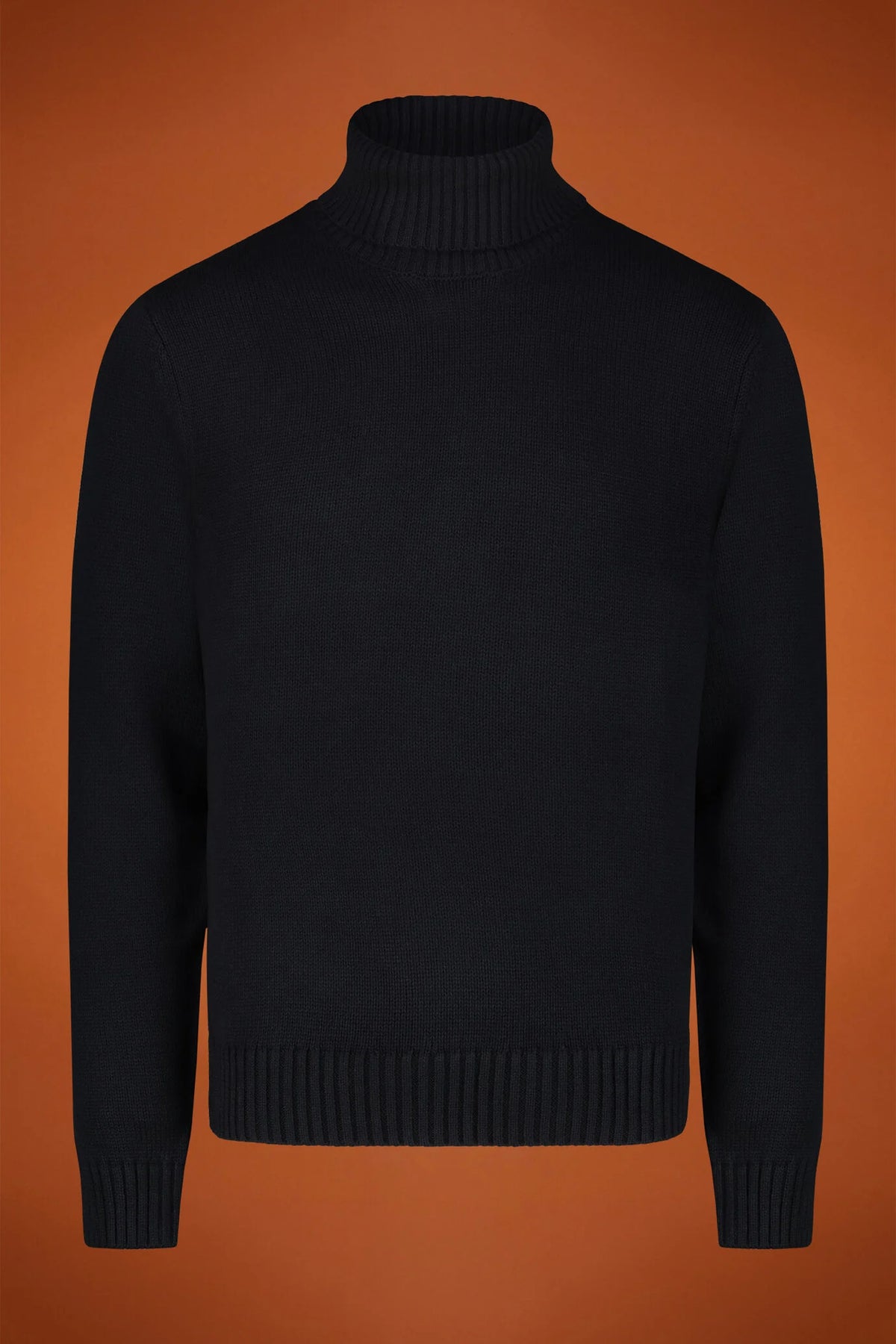Men's ribbed knit polo neck jumper in a regular fit