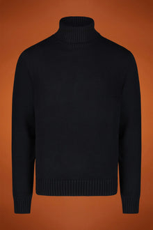 Men's ribbed knit polo neck jumper in a regular fit