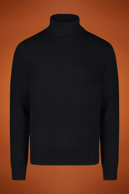 Men's ribbed knit polo neck jumper in a regular fit