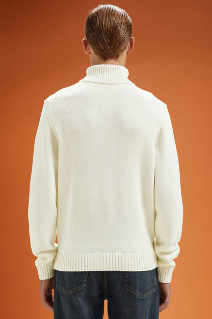 Men's ribbed knit polo neck jumper in a regular fit