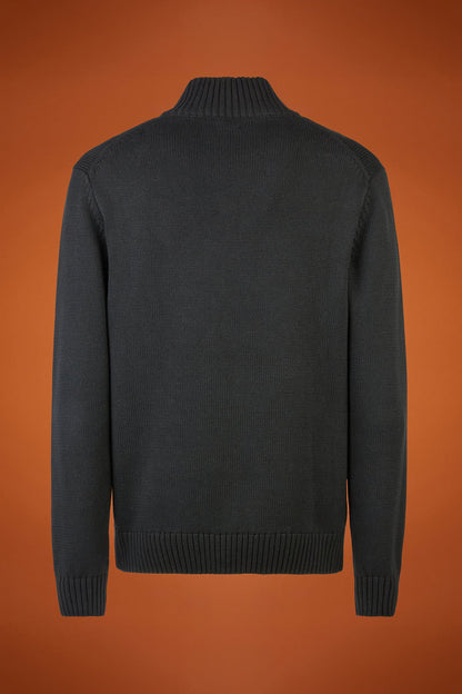Men's regular fit zipped high neck cardigan in 100% cotton