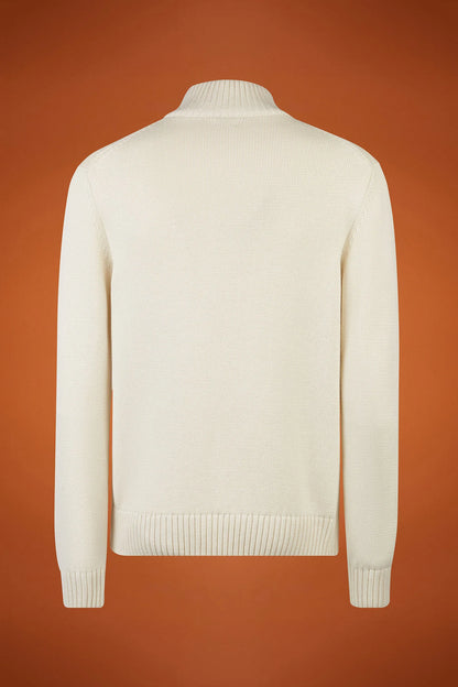 Men's regular fit zipped high neck cardigan in 100% cotton