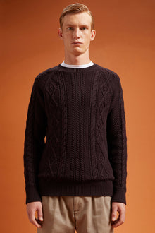 Men's regular fit cable knit jumper in 100% cotton with a crew neck
