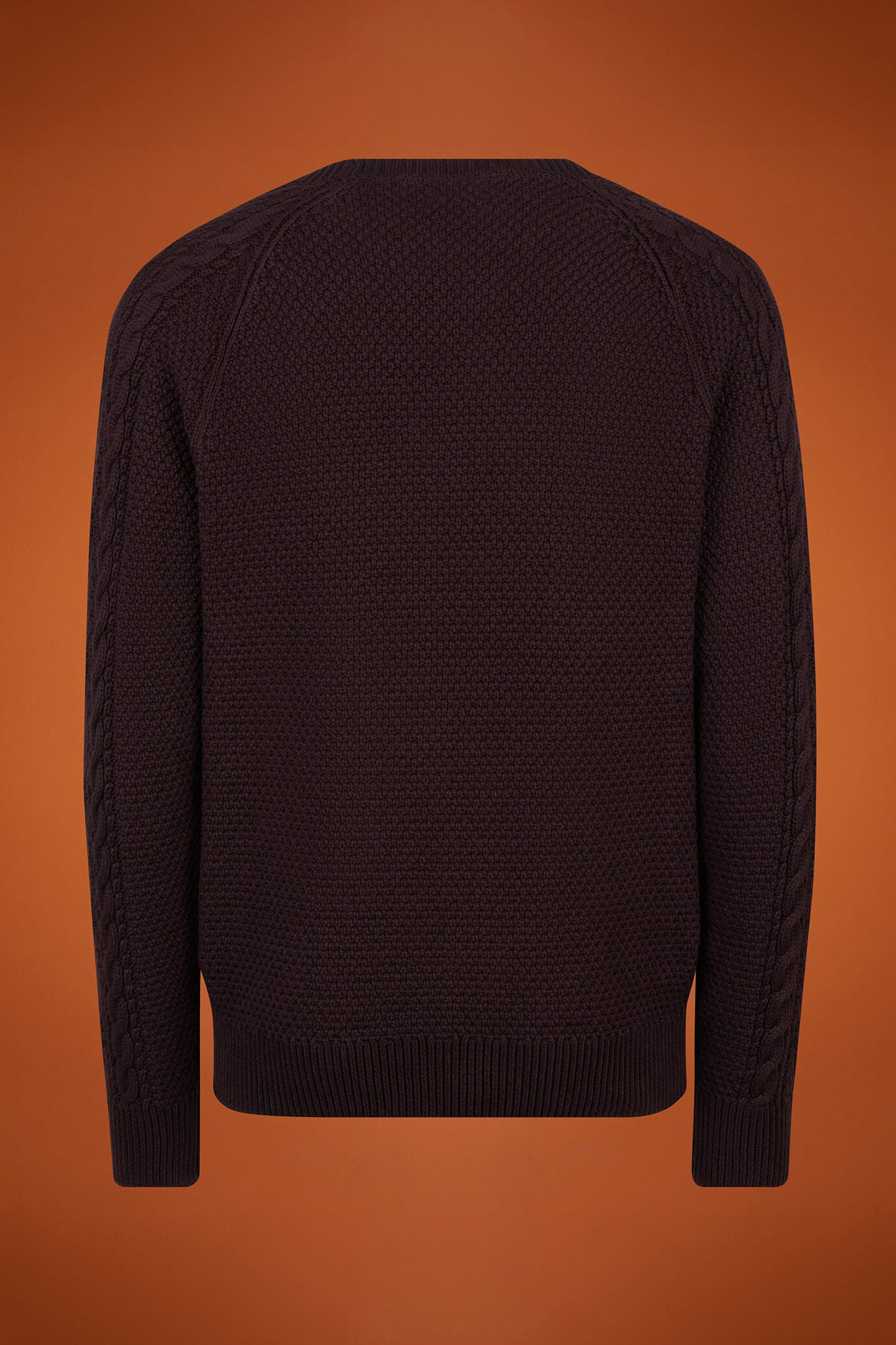 Men's regular fit cable knit jumper in 100% cotton with a crew neck