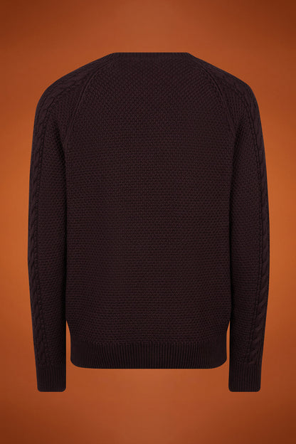 Men's regular fit cable knit jumper in 100% cotton with a crew neck