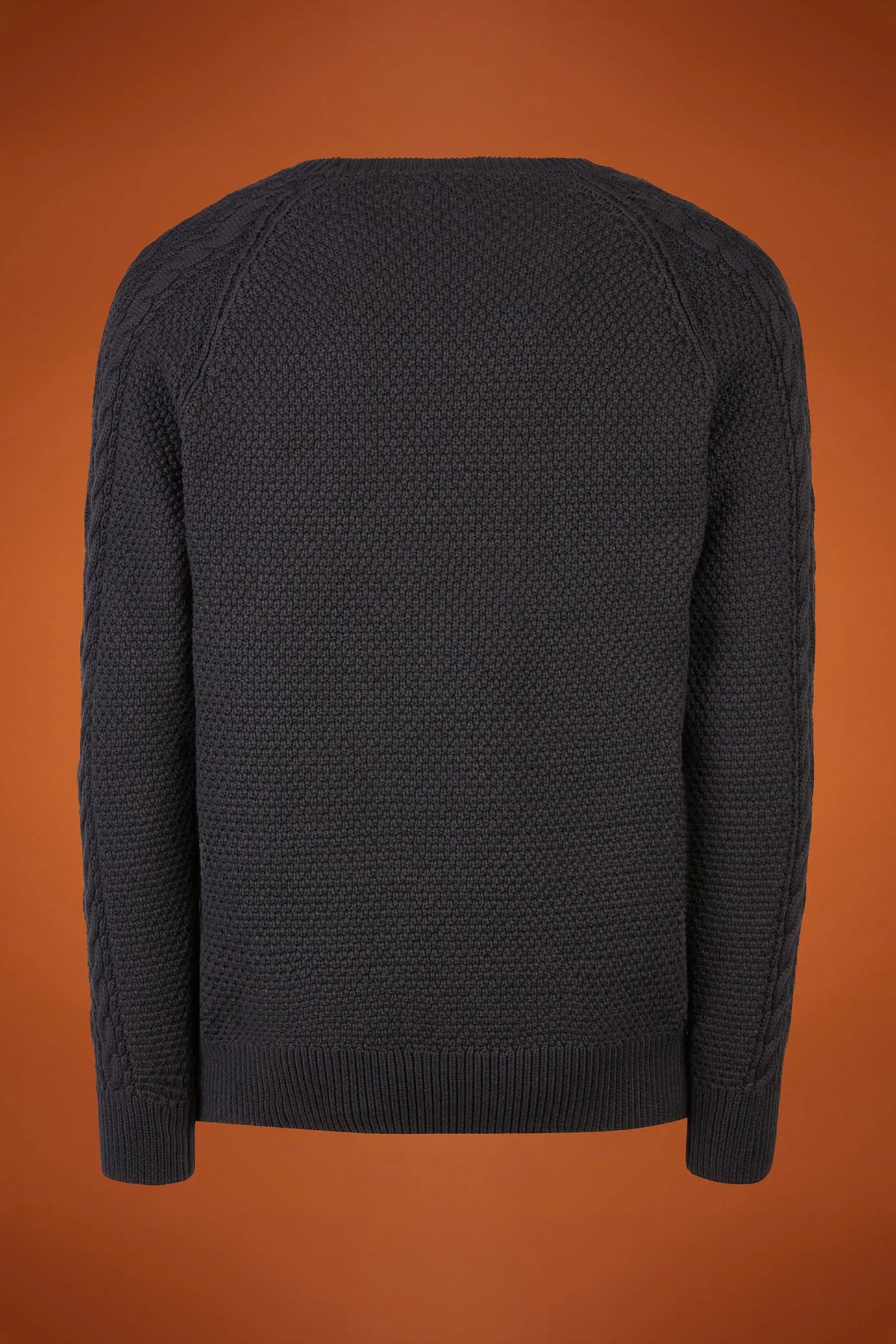 Men's regular fit cable knit jumper in 100% cotton with a crew neck