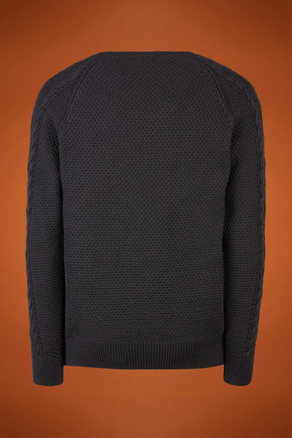 Men's regular fit cable knit jumper in 100% cotton with a crew neck
