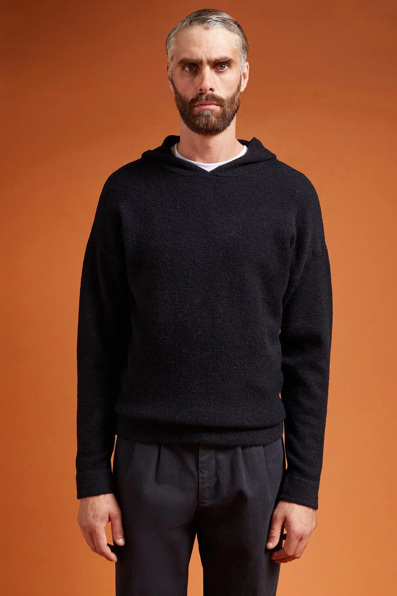 Men's regular fit hoodie in a wool blend