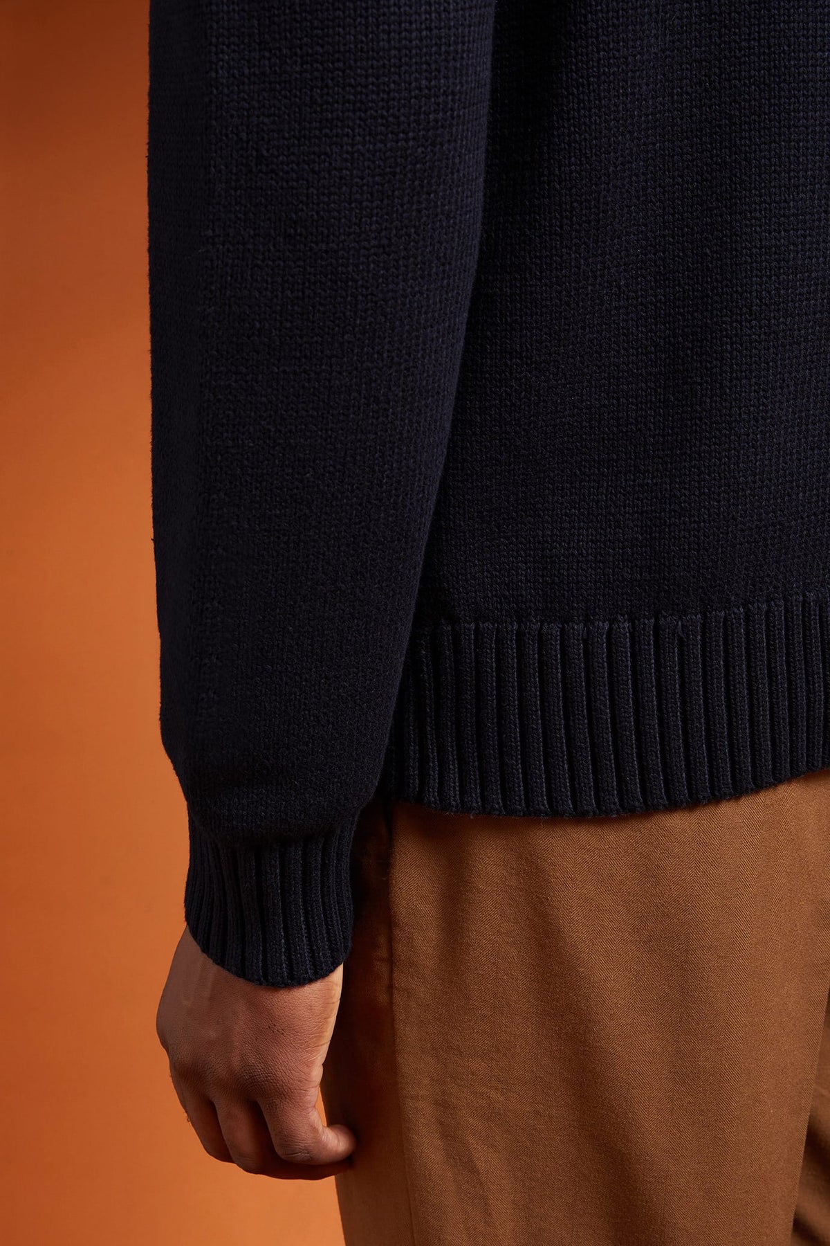 Men's regular fit high neck cardigan in 100% cotton