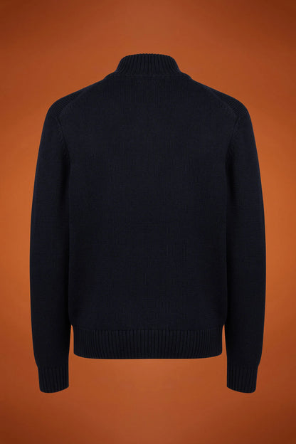 Men's regular fit high neck cardigan in 100% cotton
