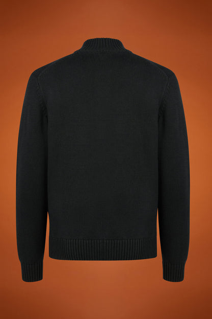 Men's regular fit high neck cardigan in 100% cotton