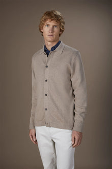 Men's regular fit polo shirt in wool and cotton