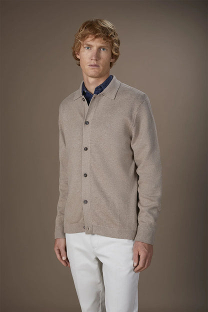 Men's regular fit polo shirt in wool and cotton