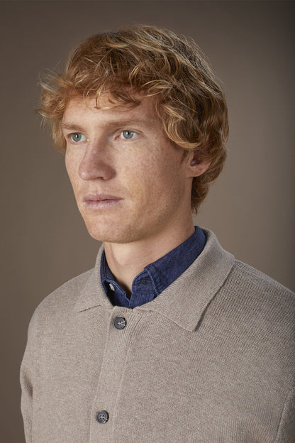 Men's regular fit polo shirt in wool and cotton