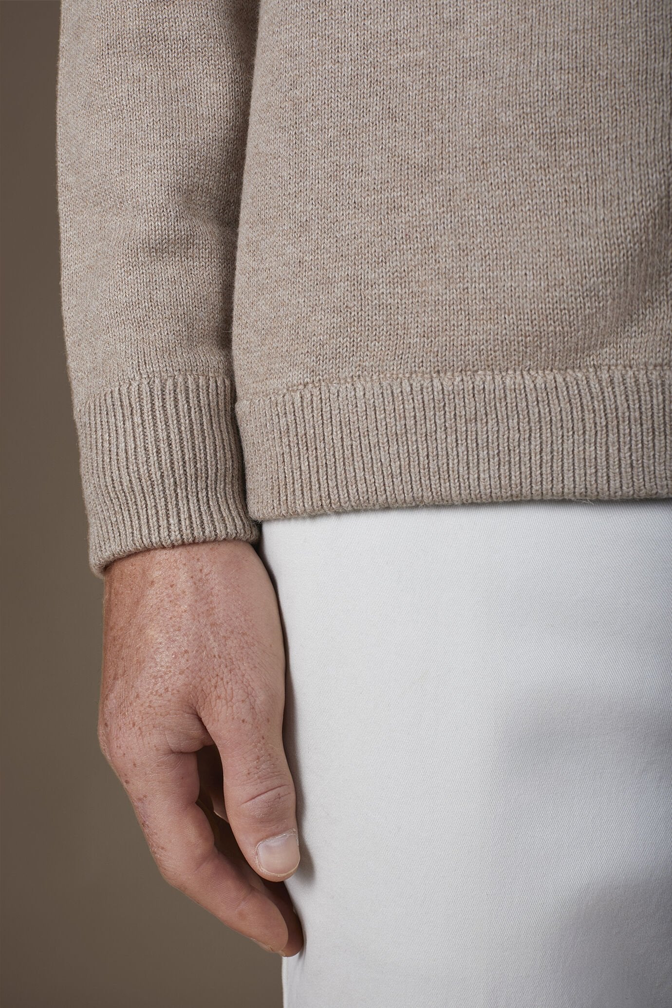 Men's regular fit polo shirt in wool and cotton