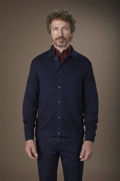 Men's regular fit polo shirt in wool and cotton