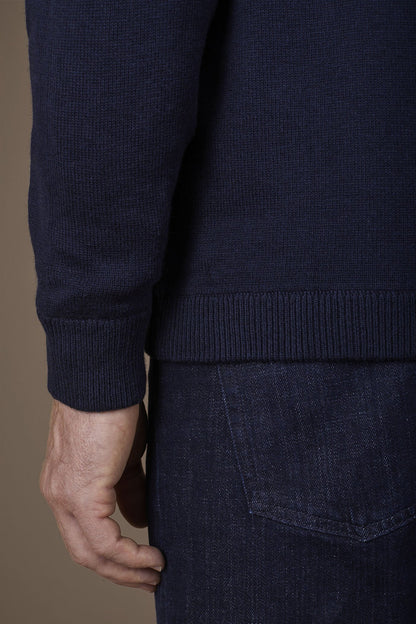 Men's regular fit polo shirt in wool and cotton