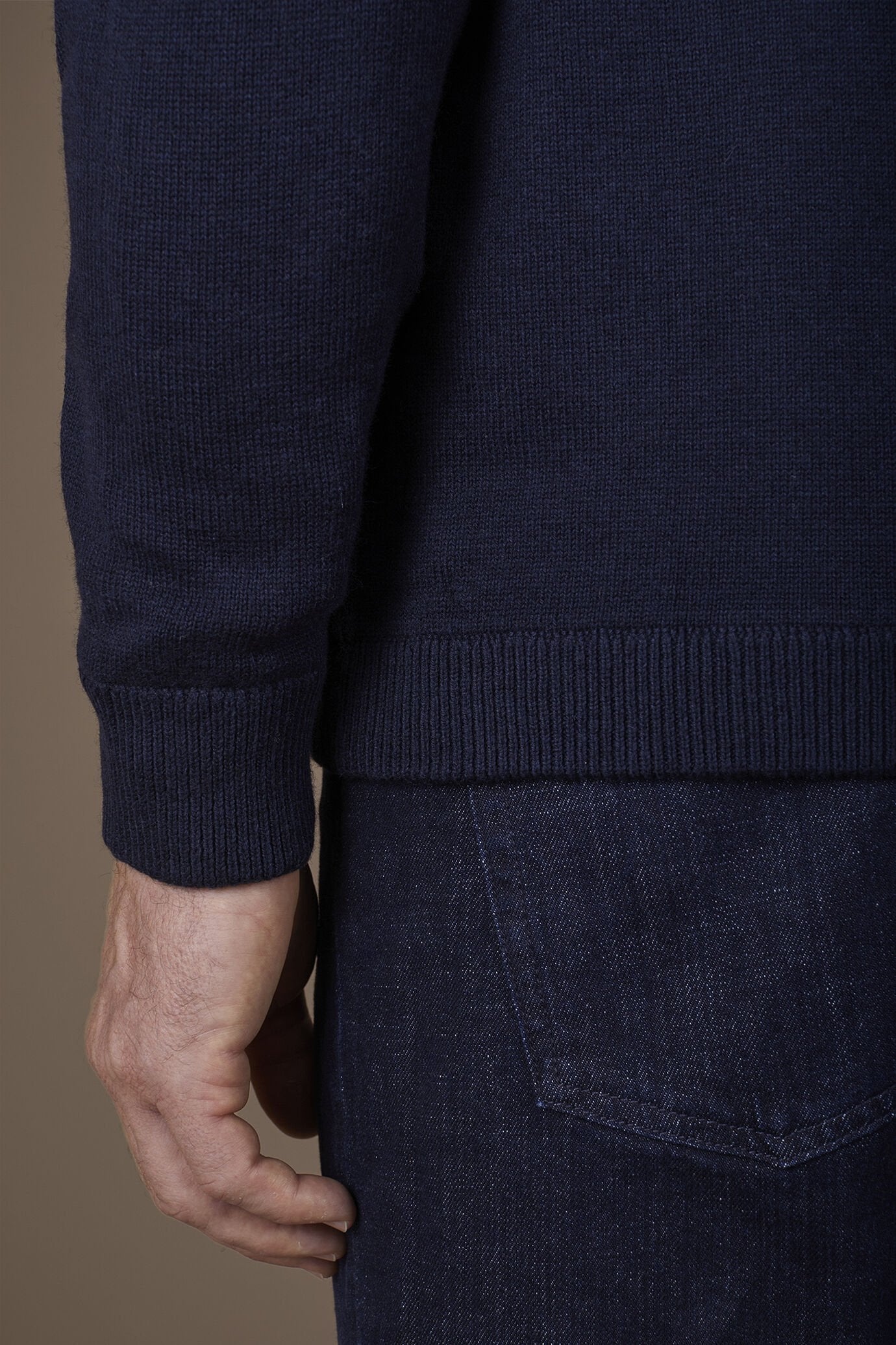 Men's regular fit polo shirt in wool and cotton