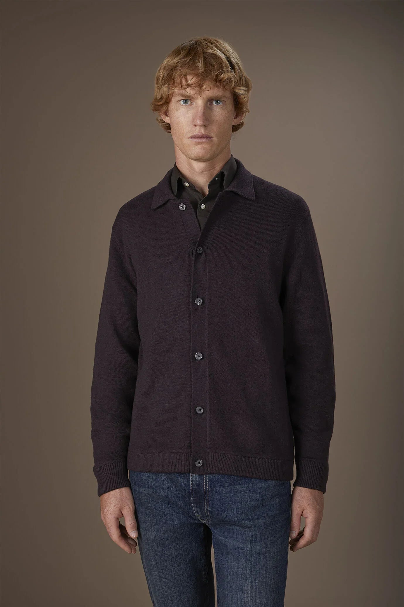 Men's regular fit polo shirt in wool and cotton