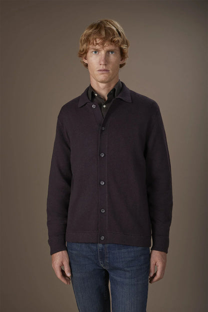 Men's regular fit polo shirt in wool and cotton