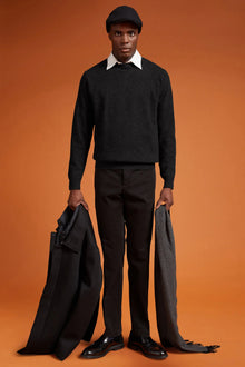 Men's regular fit crew neck jumper in 100% extra fine merino wool
