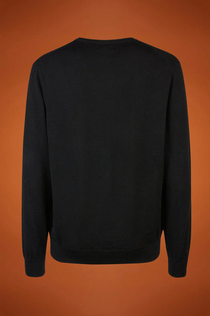 Men's regular fit crew neck jumper in 100% extra fine merino wool
