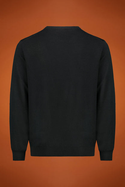 Men's regular fit crew neck jumper in 100% extra fine merino wool