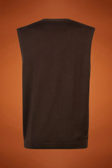 Men's regular fit V-neck tank top in 100% extra fine merino wool