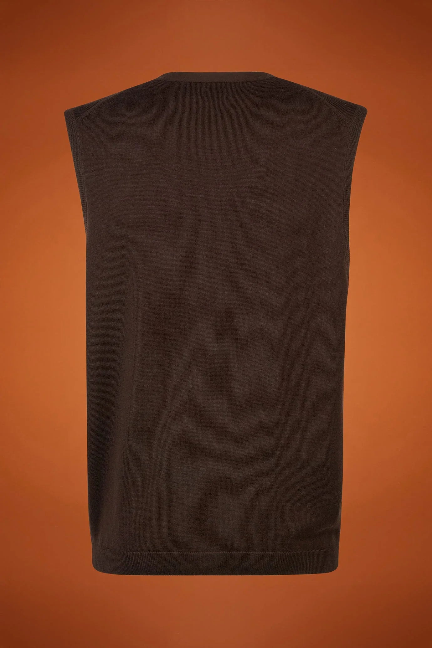 Men's regular fit V-neck tank top in 100% extra fine merino wool