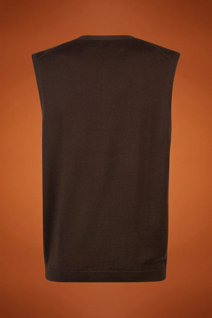 Men's regular fit V-neck tank top in 100% extra fine merino wool
