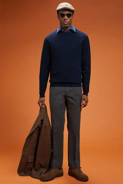 Men's regular fit crew neck jumper in 100% cashmere