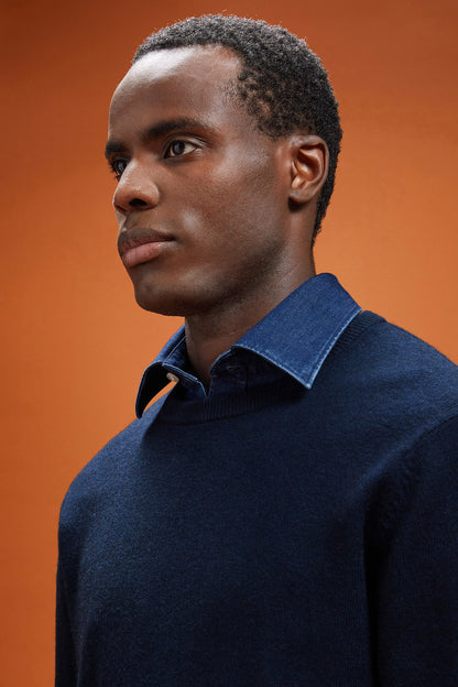 Men's regular fit crew neck jumper in 100% cashmere
