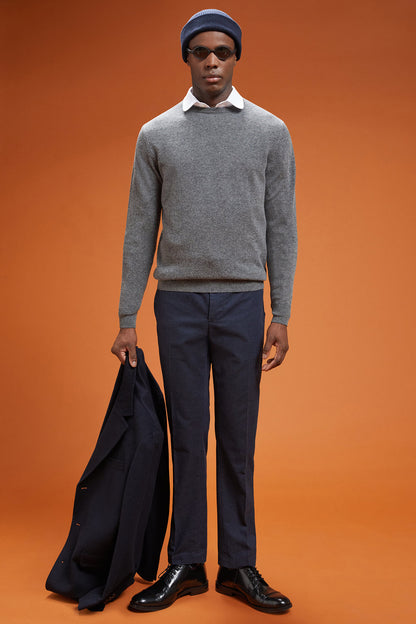 Men's regular fit crew neck jumper in 100% cashmere