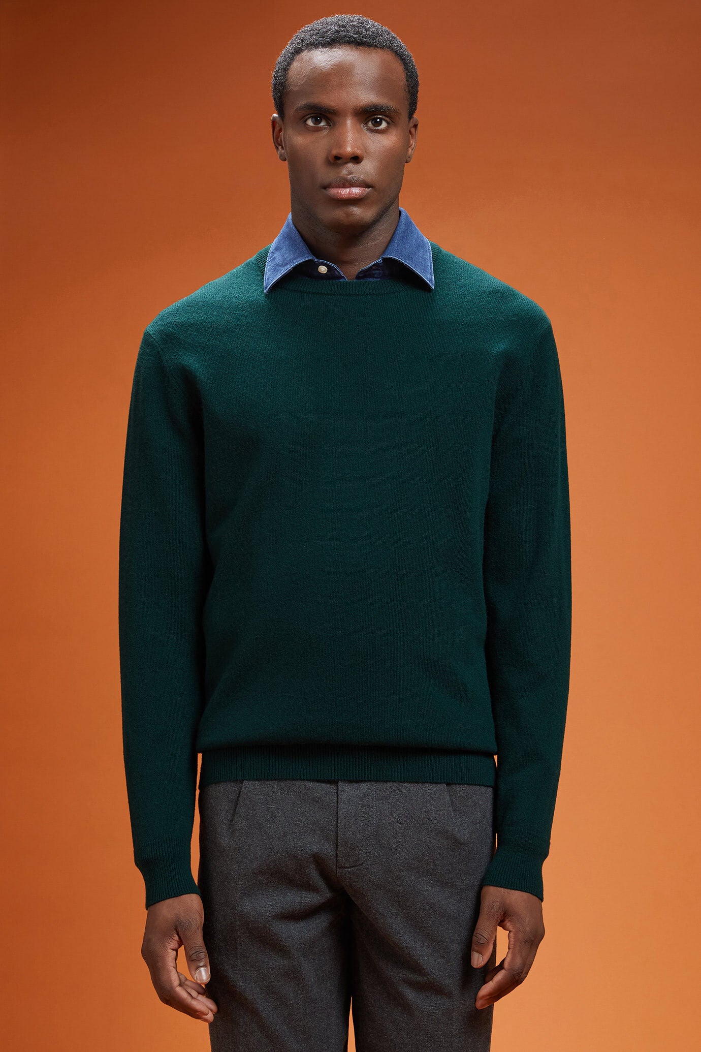 Men's regular fit crew neck jumper in 100% cashmere