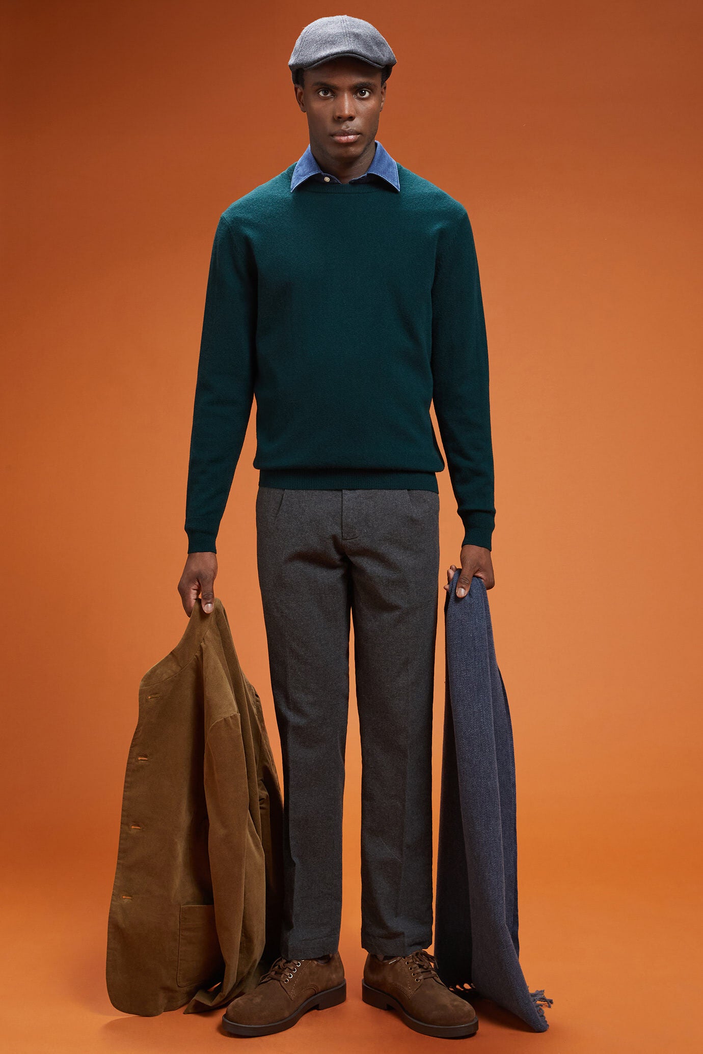 Men's regular fit crew neck jumper in 100% cashmere