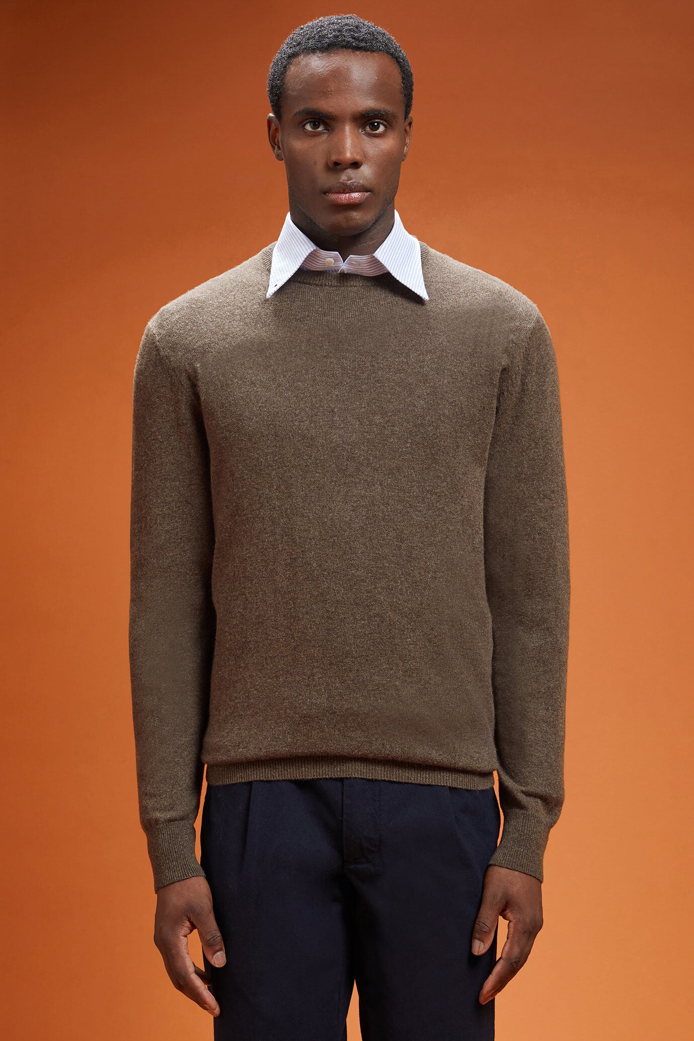 Men's regular fit crew neck jumper in 100% cashmere